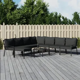 vidaXL Garten-Lounge-Set 9-tlg. grau/schwarz