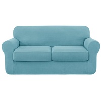 Sofahusse 2/3 Sitzer Spandex Stretch Sofabezug mit separaten Sofakissenbezügen, SUBRTEX, mit leichtem Struktur-Effekt blau