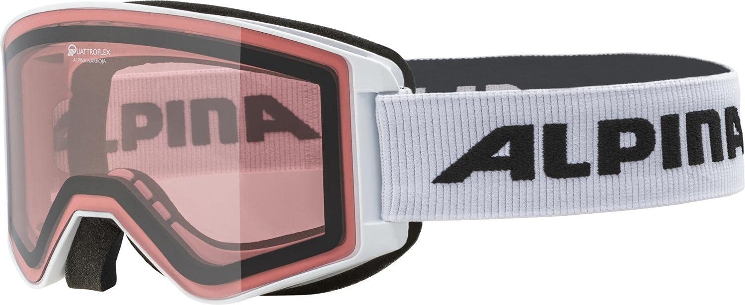 Alpina Sports Narkoja Q Skibrille Kunststoff/Polycarbonat Weiß-Rosa 100% UV-Schutz, A7267 0 11
