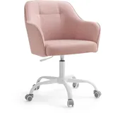 Songmics Homeoffice Stuhl, höhenverstellbar, bis 110 kg belastbar, atmungsaktiver Stoff, für Arbeitszimmer, Schlafzimmer, rosa