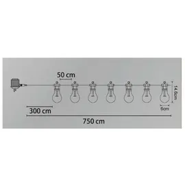 GLOBO LED-Lichterkette Kunststoff 750x6x14,6 cm Schwarz