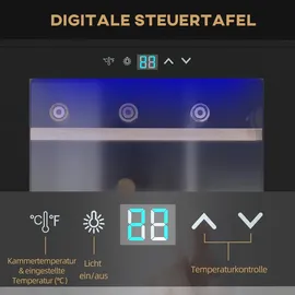 Homcom Weinkühlschrank 65 L Getränkekühlschrank für 24 Flaschen, 5-20°c, Schwarz