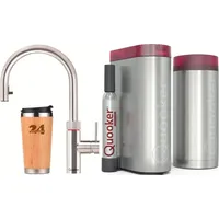 »QUOOKER FLEX Zugauslauf Edelstahl COMBI+ B mit CUBE 2 *Der Wasserhahn, der alles kann! (22+XRVSCUBE)« (2-St) 100°C Kochendwasserhahn mit Trinkw... - Silber