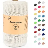 Uvolo Makramee Garn 3mm x 200m, Makramee Baumwollgarn, Baumwollgarn für Blumenampel Basteln, Pflanzenbügel und DIY Handwerk Mit Papierbox