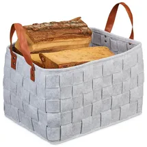 Relaxdays Aufbewahrungskorb Filz, faltbare Aufbewahrungsbox, Filzkorb mit Henkeln, HxBxT: 26 x 40 x 30 cm, hellgrau, 1 Stück