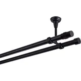 MDEKOR Gardinenstange schwarz 600 cm 2-läufig 19 mm aus Metall Deckenbefestigung Zylinder