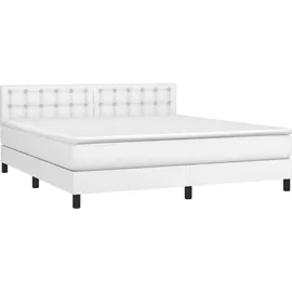 vidaXL Boxspringbett mit Matratze & LED Weiß 180x200 cm Kunstleder