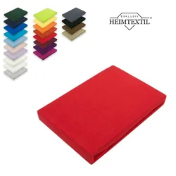 EXKLUSIV HEIMTEXTIL Marke Jersey Spannbettlaken Spannbetttuch Bettlaken Rundumgummizug 180 - 200 x 200 cm Rot