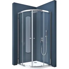 doporro Ravenna 32K Viertelkreis-Duschkabine mit Schiebetüren 80 x 80 cm silber Klarglas D648360641500