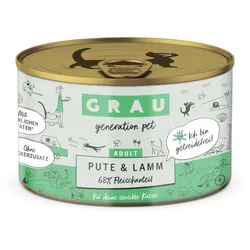 grau Katze 200 Gramm Katzennassfutter 6 x 200 Gramm Pute & Lamm
