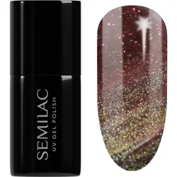 Semilac UV Hybrid Galaxy Flash Gel Nagellack für UV/LED Lampe Farbton 824 Digital Red 7 ml