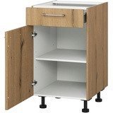 KOCHSTATION Unterschrank KS-Trea US40 mit einem Auszug und einer Tür, Einlegeboden, Breite 40 cm, Höhe 75 cm braun