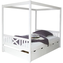 Ticaa Himmelbett Himmelbett Lino Kiefer Weiß 140×200 weiß