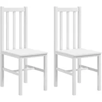 Esszimmerstühle, 2er-Set Küchenstuhl, Essstuhl mit Rückenlehne, Holz, Weiß