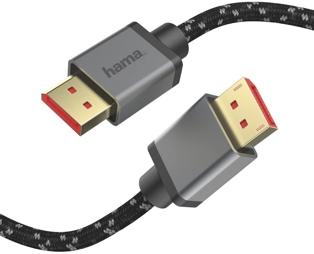 Hama Displayport Kabel 2m lang DP Kabel 1.4 (Display Port Cable mit Ultra HD 8k @ 60 Hz, Monitorkabel mit robustem Mantel, Displayport-Kabel zu Verbindung von PC/Notebook mit Monitor, TV oder Beamer)