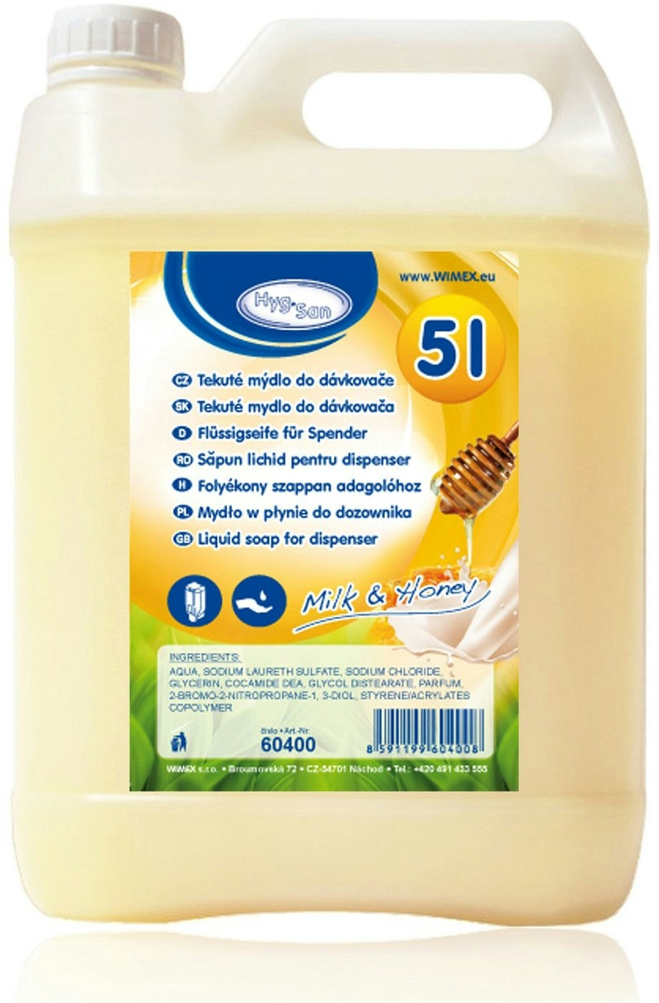 HYGSOFT Flüssigseife für Spender 'Milch & Honig' 5 Liter
