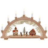 Dekohelden24 Schwibbogen, 7 flammig, Motiv: Schneemannstadt, 57 x 9 x 38 cm
