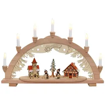 Dekohelden24 Schwibbogen, 7 flammig, Motiv: Schneemannstadt, 57 x 9 x 38 cm
