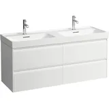 Waschtischunterbau, MEDA, 448x1284x515, mit 4 Schubladen, 2 Ordnungssysteme, integrierte Griffleiste, Vollauszug und Soft-Close, für Waschtisch MEDA H814112 (130 cm), weiß matt