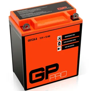 GP-PRO GB12A-A 12V 12Ah GEL-Batterie (Ähnlich YB12A-A / 51211) (Wartungsfrei & Versiegelt) Akkumulator Motorrad Motorradbatterie