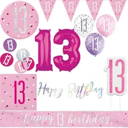 13. Geburtstag Deko pink silber Party Dekoration Set Mädchen Geburtstagsdeko Jubiläum