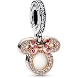 Pandora Disney Minnie Maus Silhouette Doppelter Charm-Anhänger mit rosevergoldeter Metalllegierung Moments Collection, kompatibel Moments Armbändern, 782615C01