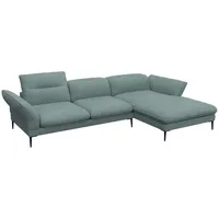 FLEXLUX Ecksofa Salino, Funktionssofa mit Recamiere, Relaxsofa, Ecksofa, Sofa mit Arm- und Kopfteil-Verstellungen, Kaltschaum & Stahl-Wellen blau