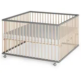Sämann Laufgitter, mit Lattenrost – Matratze SleepPlus - grau/natur - Premium | Gr.: 120x120 cm, Babymöbel, Laufstall Baby