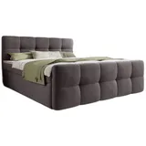 luxusbetten24 Boxspringbett Cozy Samt, inklusive PU-Schaum Topper grau 140 cm x 200 cm