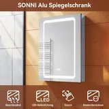 Alu Spiegelschrank mit LED Badezimmerschrank Beschlagfrei Steckdose Spiegel 50cm