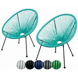 sunnypillow Acapulco Gartenstuhl 2er Set 55 x 70 x 106 cm Türkis blau