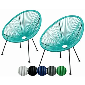 sunnypillow Acapulco Gartenstuhl 2er Set 55 x 70 x 106 cm Türkis blau