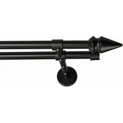 Gardinenstange GARESA "SPYRNA", schwarz, L:130cm Ø:16mm, Metall, Holz, Gardinenstangen, Vorhanggarnitur, verlängerbar, Spitze, ohne Ringe