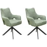 LC Home 2er Set Esszimmerstuhl Drehstuhl »Livrono« Webstoff Grün Polsterstuhl