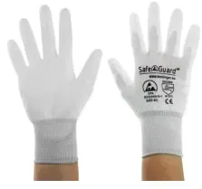 SafeGuard ESD Handschuh, beschichtete Handflächen, silikonfrei DSWL40765 , 12 Paar, Größe L, weiß/hellgrau