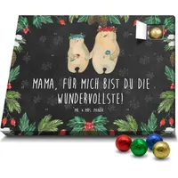 Mr. & Mrs. Panda Schoko Adventskalender Bären mit Blumenkranz - Schwarz - Geschenk, beste Freundin, Kind, Mama, Lieblingsmama, Bruder, Family, Opa... - Schwarz