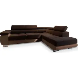masseno Ecksofa SELVA mit Schlaffunktion L-Form, Sofa mit Bettkasten, Wohnzimmersofa, Couch, Soffa, Bettsofa, Couchgarnitur- Braun, MONOLITH 29... - Braun