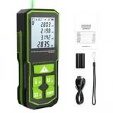 AIBISTAR Entfernungsmesser Digitaler Laser-Entfernungsmesser 60m Lasermessgerät,USB, Pythagoras, 7 Messmodi,Doppelte Winkelmessung,LCD-Display grün