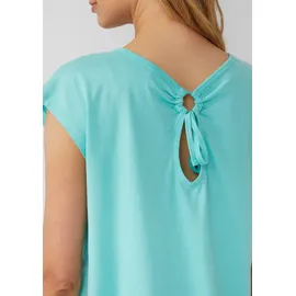 s.Oliver T-Shirt mit weitem Ausschnitt, Cut-out und Schleife - türkis - 44