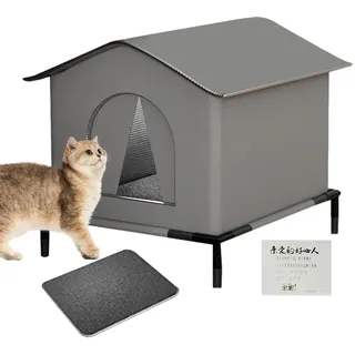 Outdoor Katzenhaus | Wetterfestes Outdoor Katzenhaus Mit Erhöhtem Boden,Isoliertes Warmes Nest Für Katzen Auf Terrasse Im Garten Und Auf Dem Balkon