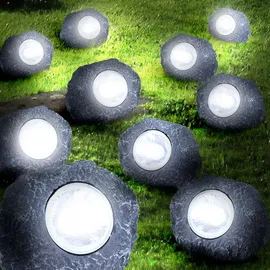 GLOBO 10er Set LED Solar Außenleuchte Stein grau Garten Dekoleuchte Gartenlampe Außendekoration