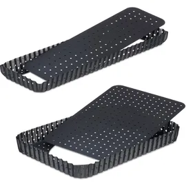 Relaxdays Tarteform 2er Set Rechteckig Anthrazit