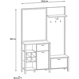 Forte High Rock Kompaktgarderobe 144,5 x 40,2 x 200 schwarz