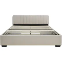 [en.casa] Polsterbett Nofrenna mit 4 Schubladen 160x200 cm Leinen Beige