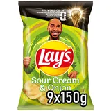 Lay's Sour Cream & Onion – Knusprig gewürzte Kartoffelchips für eine gelungene Party (9 x 150 g) (Verpackungsdesign kann abweichen)