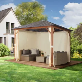 TOOLPORT Gartenpavillon 3 x 3 m braun/champagner