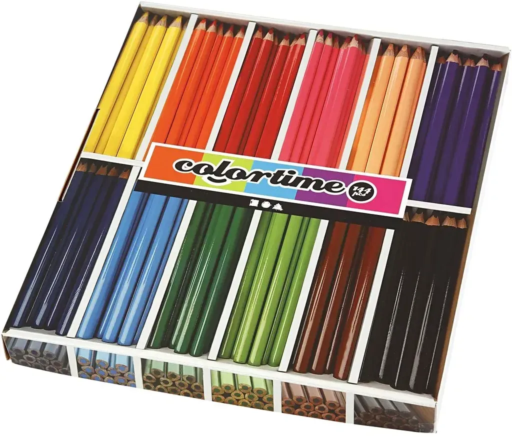 Jumbo Buntstifte Set 144 Stück für Kinder mehrfarbig aus Holz - Creativ Company - extra dick, ab 2 Jahren, bruchfest, ergonomisch