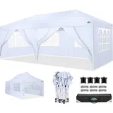 COBIZI Pavillon Partyzelt 3x6 wasserdicht stabil, Faltpavillon 3x6m mit 6 Seitenwänden, Upgrade-Hochdach und Tragetasche, Gartenpavillon für Party im Freien, Hochzeiten, Fest, UV 50+