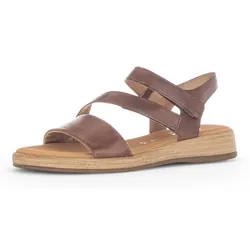 Sandalette GABOR "RHODOS", Damen, Gr. 39, braun, Kalbsleder, klassisch, Schuhe, Sommerschuh, Sandale, Keilabsatz, in Komfort-Schuhweite G (=weit)