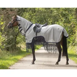 Fliegendecke für Pferde mit Fransen QHP grau|grau|grau 125-165 cm